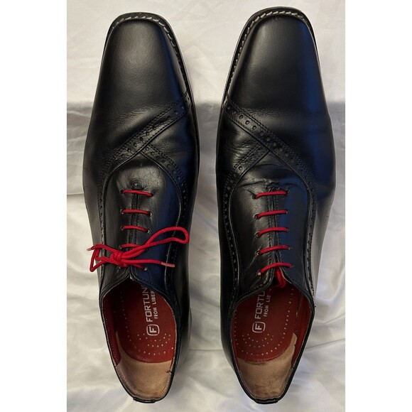 Fortune From Liberty Mens Black Genuine Leather Oxford Shoes Red Laces Sz 11 EC main image 14